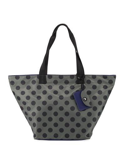 Large Striped Nylon Tote Bag