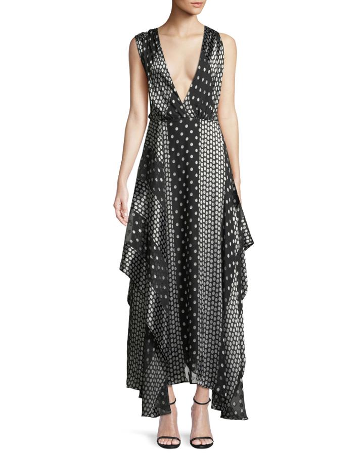 Draped Dot-print Silk