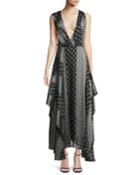 Draped Dot-print Silk