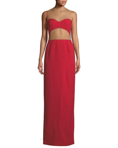 Sheer-back Cutout Column Gown