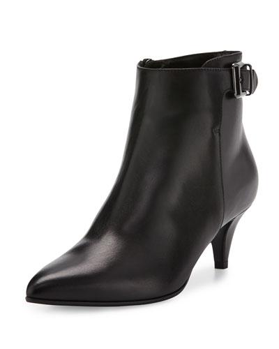 Sari One-buckle Leather Bootie, Black