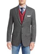 Check Three-button Cashmere Sport Coat, White/black