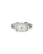 14k White South Sea Pearl & Diamond Ring,