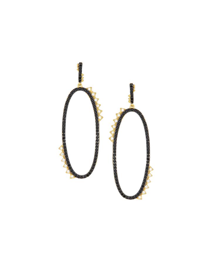 Spiked Oval Drop Earrings