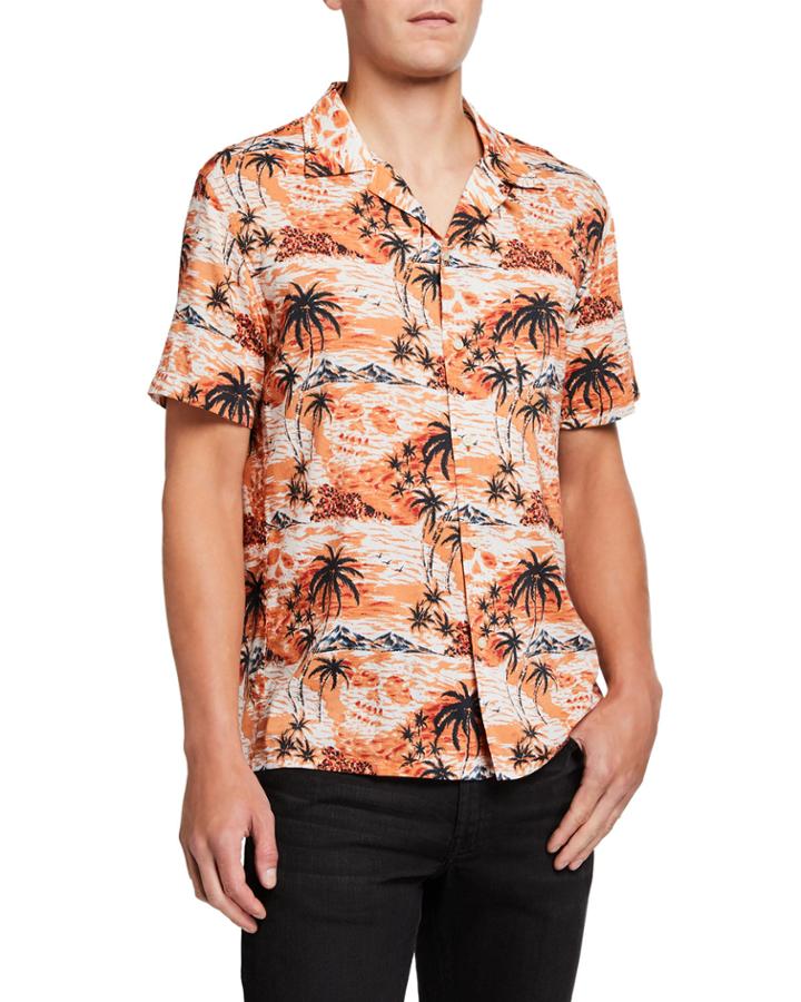 Men's Skip Island Skull-print Short-sleeve