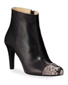 Suelo Snake-print Leather Cap-toe Booties