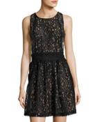 Lani Open-side Lace Dress, Black