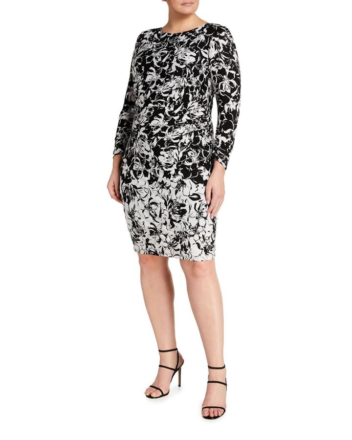 Plus Size Floral Print Bodycon Dress