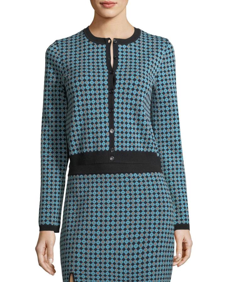 Monogram Jacquard Button-front Cardigan