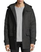Wool Flap-pocket Coat W/ Removable Hood