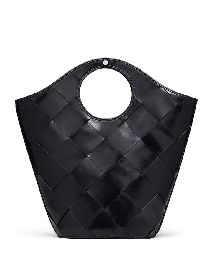 Market Woven Leather Shopper Tote Bag