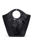 Market Woven Leather Shopper Tote Bag