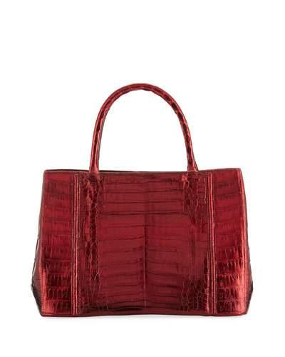 Small Sectional Crocodile Tote Bag, Red Z7