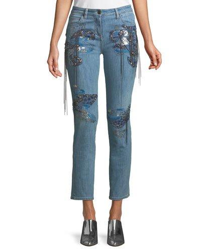 Tassel Embellished Ankle Jeans