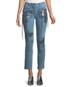 Tassel Embellished Ankle Jeans