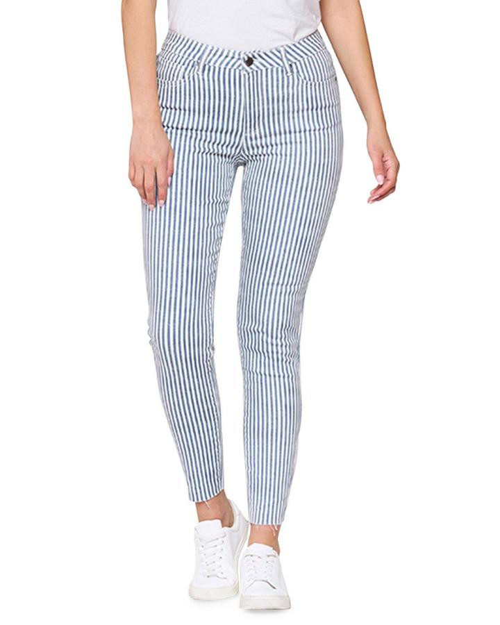 Alisia Striped Raw Edge Jeans