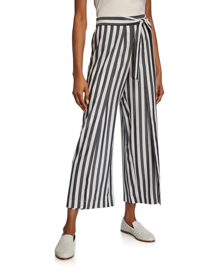 Skyline Showcase-stripe Cropped Wide-leg