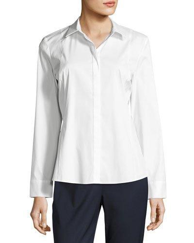 Cera Button-front Top, White