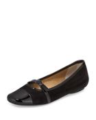 Sherry Suede Buckle Flat, Black