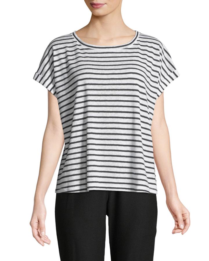 Seaside Striped Organic Linen Jersey Box Top