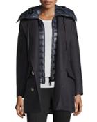 Galatea Wool Pea Coat W/puffer Vest, Navy