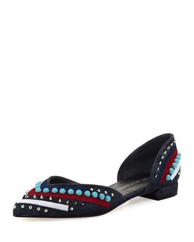 Sugardots Embellished Denim D'orsay Flat, Navy