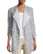 Linen-blend Lattice-stitch Cardigan,