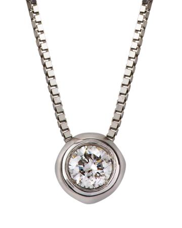 18k White Gold Bezel-set Diamond Necklace,