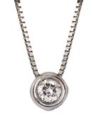 18k White Gold Bezel-set Diamond Necklace,