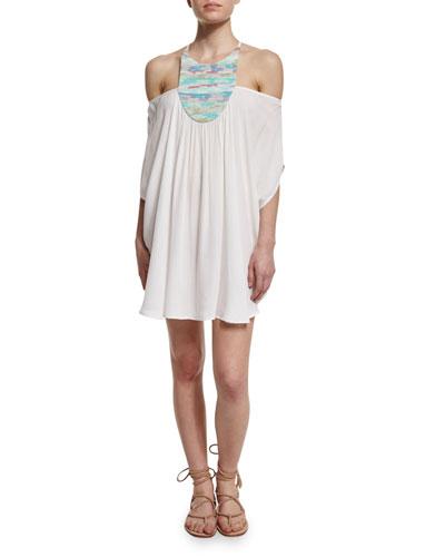 Landscape Off-the-shoulder High-neck Caftan