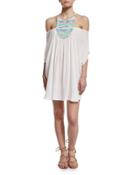 Landscape Off-the-shoulder High-neck Caftan