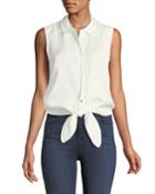 Colby Sleeveless Button-front Tie-hem Blouse