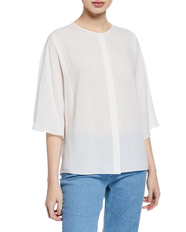 Short-sleeve Silk Georgette Top