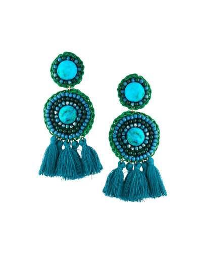 Stone & Rope Circle Drop Earrings