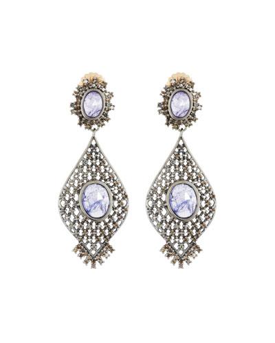 Purple Tanzanite & Champagne Diamond Drop Earrings