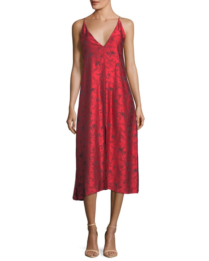 V-neck Printed Viscose Midi
