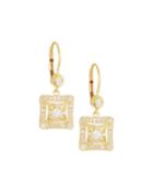 18k Gold Square Diamond Drop Earrings