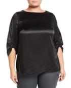 Elisio Ruched 3/4-sleeve Silk Blouse,