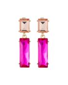 Crystal Double-drop Earrings, Pink/coral