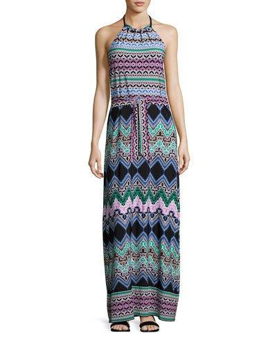 Tied-knot Print Maxi Dress,