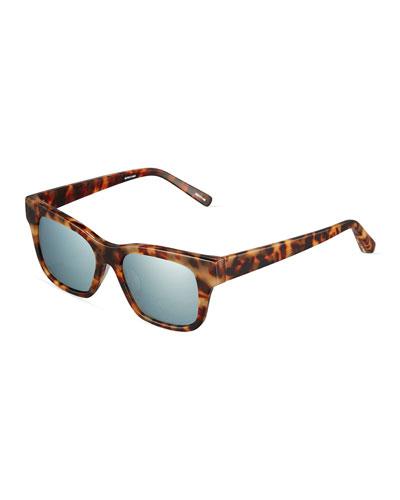 Stockton Modified Rectangle Havana Plastic Sunglasses, Tortoise/light Gray