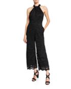 Lace Halter-neck Knot Jumpsuit