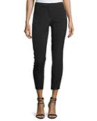 Tapered Slim-leg Ankle Pants W/ Ribbon Tie Detail, Black