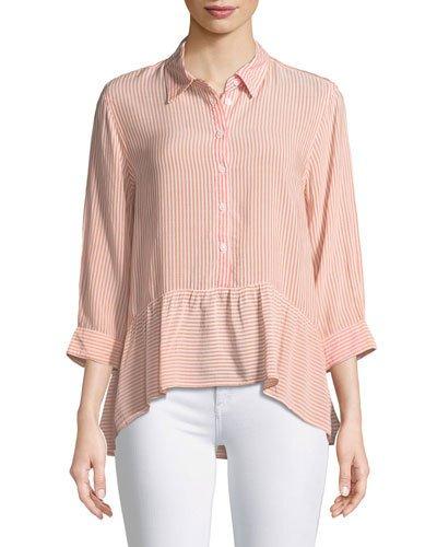 Roseann Peplum Button-front Blouse