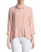 Roseann Peplum Button-front Blouse