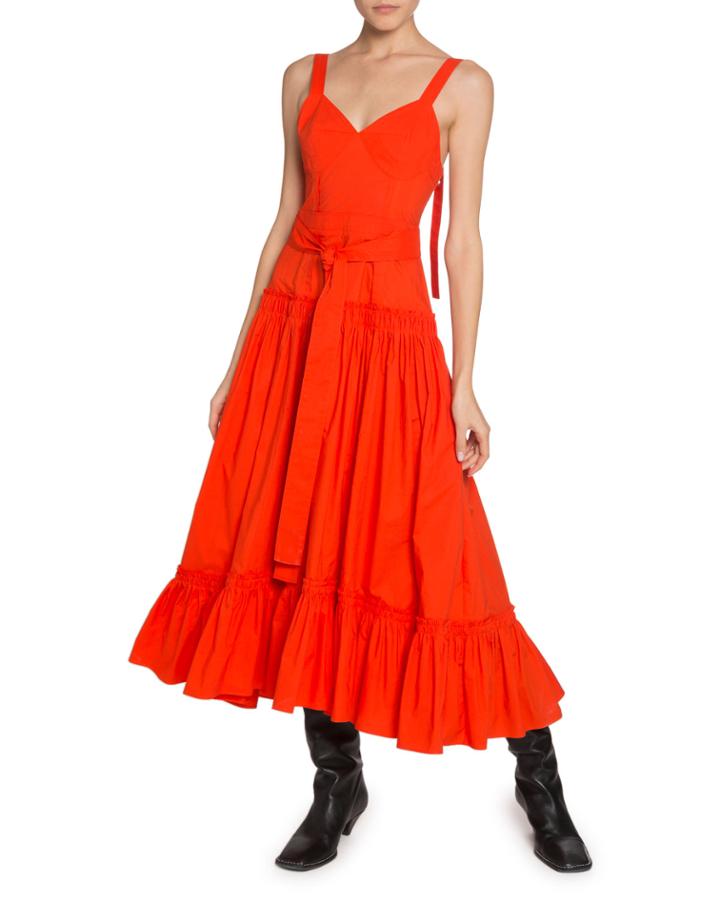 Tiered-poplin V-neck
