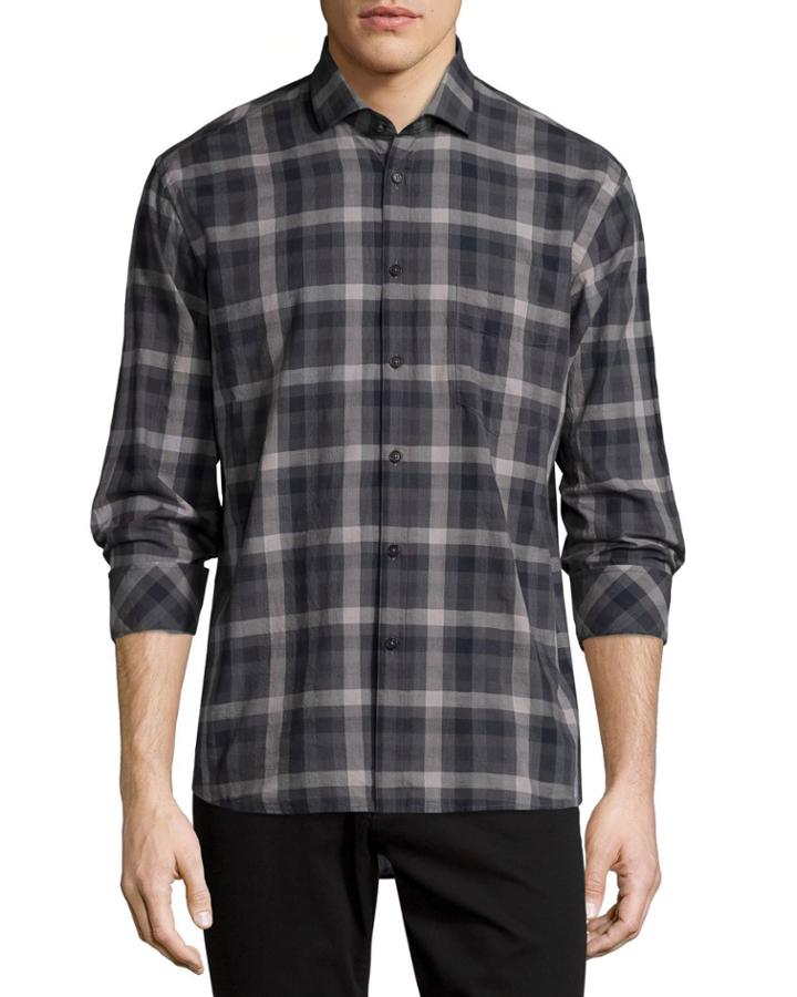 Plaid Long-sleeve Oxford