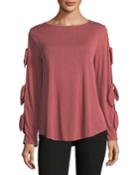 Boat-neck Tie-sleeve Tee, Red
