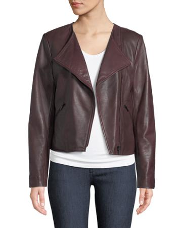 Asymmetric-zip Lamb Leather