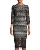 3/4-sleeve Geometric Lace